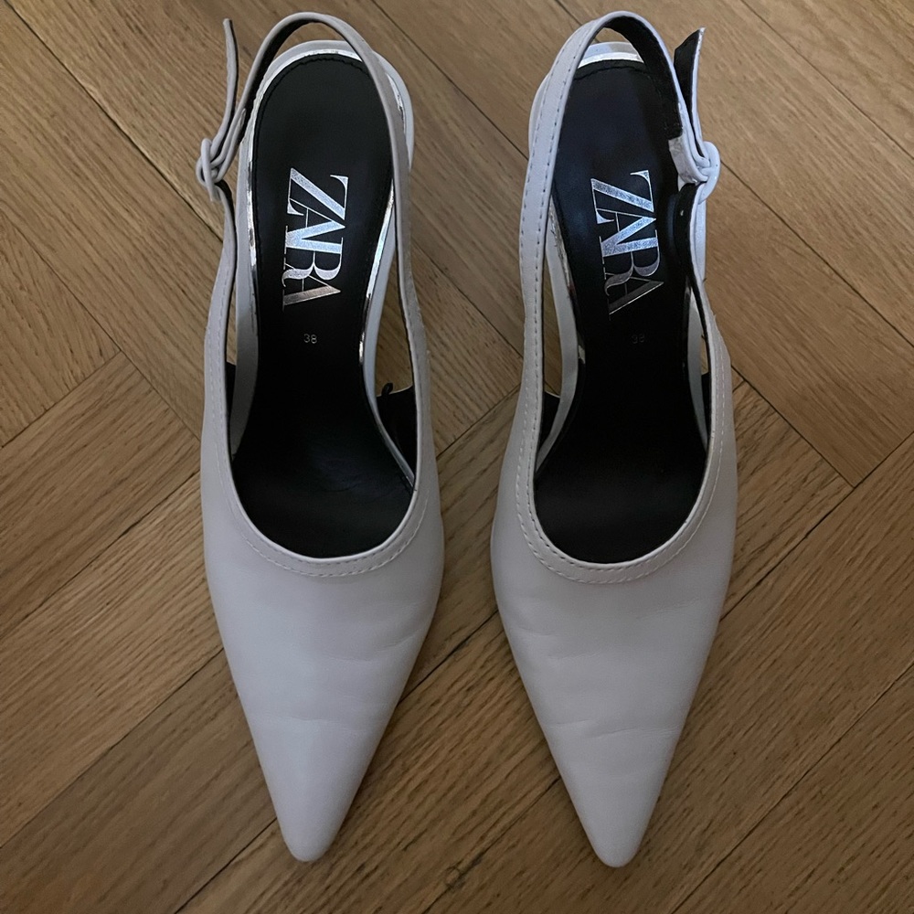 Zara White leather Heels
